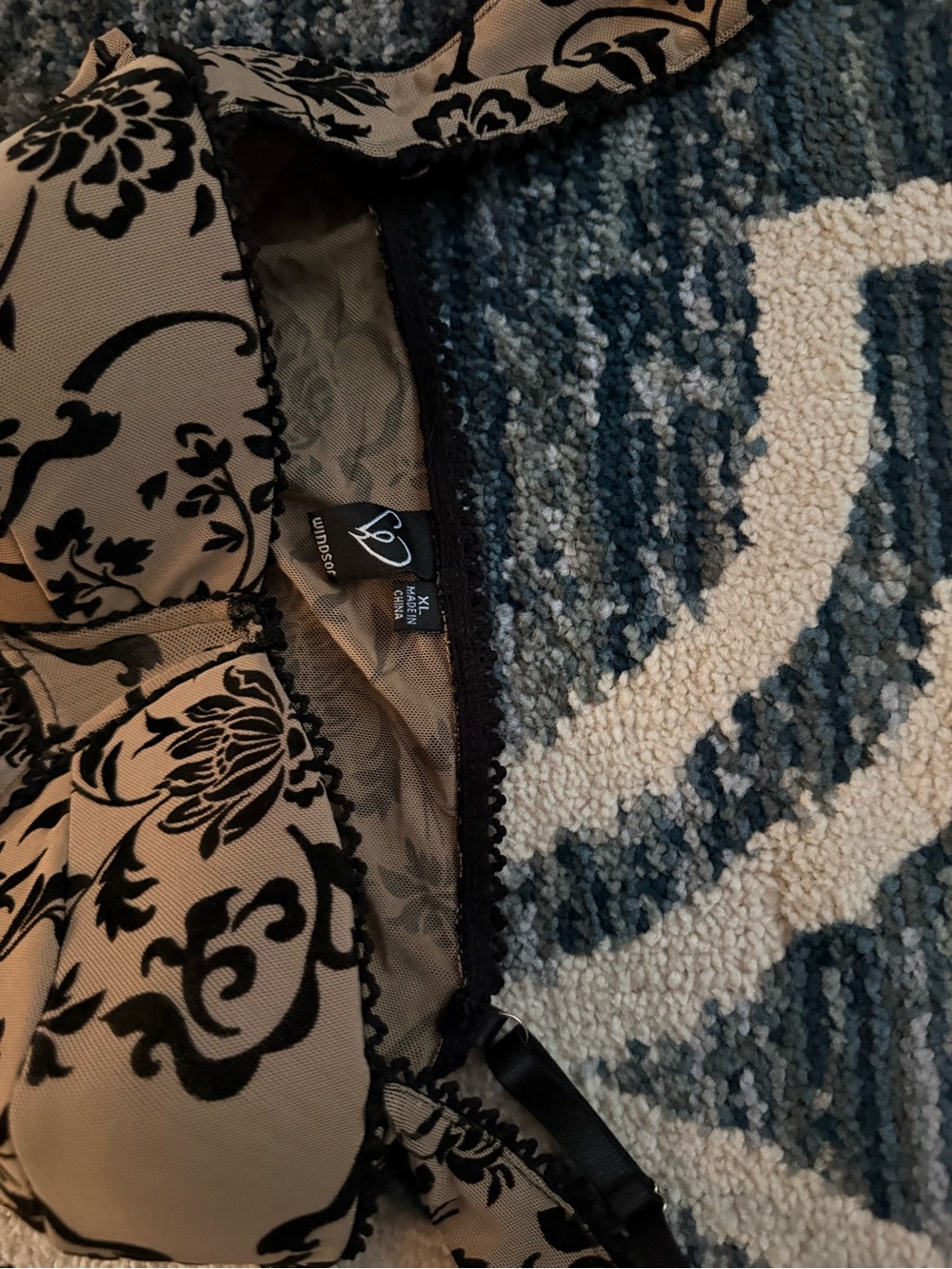 Windsor One-Piece in Beige w/ Black Floral Print Lace - Picture 4 of 5